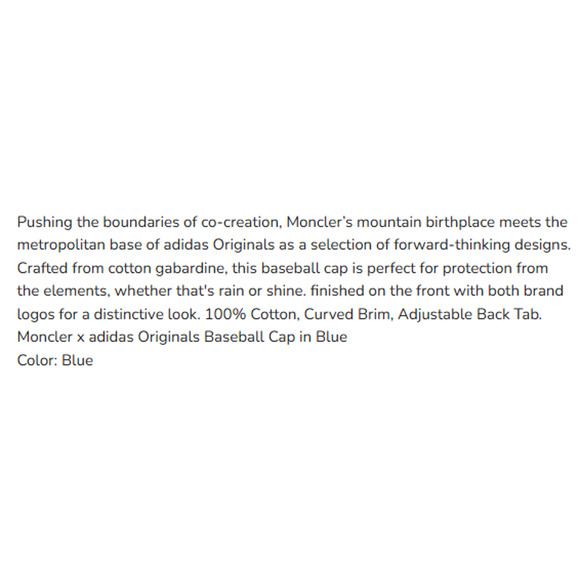 Moncler X Adidas Originals Baseball Cap OS Blue Jacquard Strapback Hat NWT #SYFH - Picture 15 of 15
